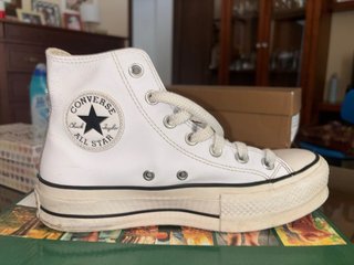 Converse All Star Blancas de cuero Plataforma
