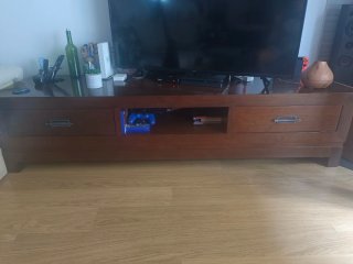 Mueble TV madera maciza wengué