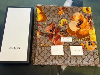 Bufanda Seda Gucci Flores Multicolor