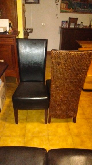 Set 4 Sedie Design Pelle e Intreccio