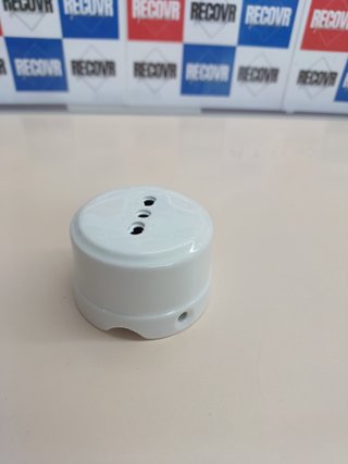 Toma de Corriente de Porcelana para Cable Textil, Acabado Brillante, Color Blanco Klartext BELLE EPOQUE