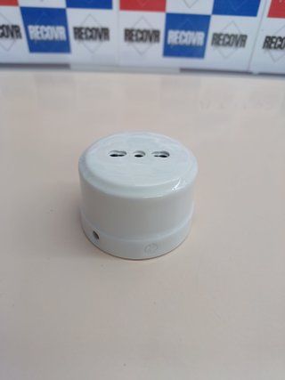 Toma de Corriente de Porcelana para Cable Textil, Acabado Brillante, Color Blanco Klartext BELLE EPOQUE