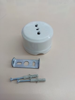 Toma de Corriente de Porcelana para Cable Textil, Acabado Brillante, Color Blanco Klartext BELLE EPOQUE