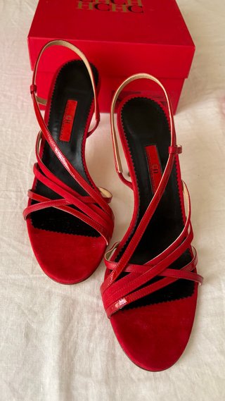 Sandalias Carolina Herrera Tiras Rojas Talla 40
