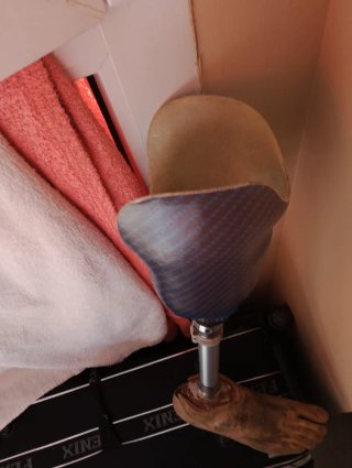 Bolsa de tela rosa y beige