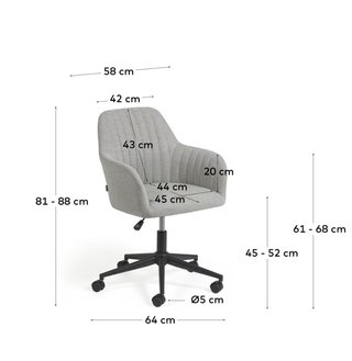 Sedia da scrivania Madina grigio scuro kave home
