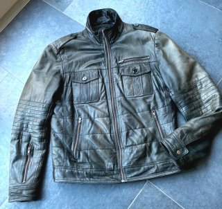 Cazadora Biker Cuero GOOSECRAF Gris