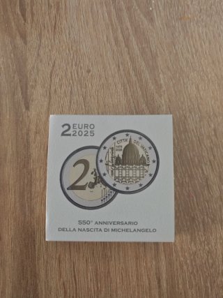 2 Euro Vaticano 2025 Michelangelo Proof