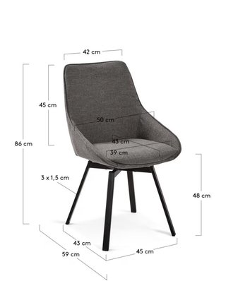 Sedia Girevole Jenna Grigio Scuro kave home