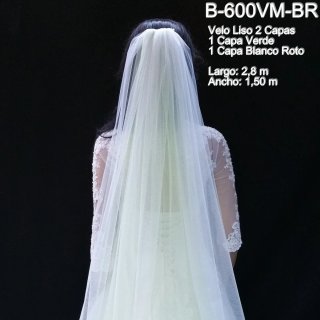Velo de Novia Largo 2 capas Blanco y Verde