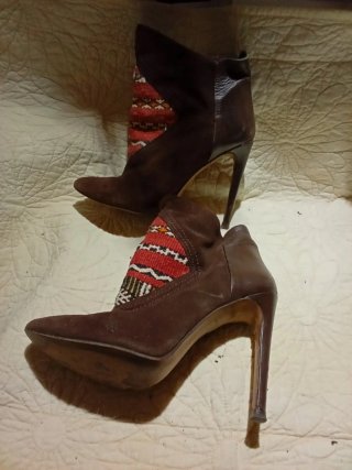 Botines de Tacón Marrones piel
