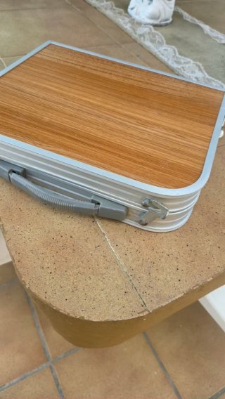 TAVOLO PIEGHEVOLE IN ALLUMINIO E LEGNO PER CAMPEGGIO/SPIAGGIA