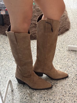 Botas Altas Cowboy Zara Piel Ante T.37