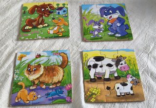 Pack 4 Puzzles Madera Infantiles Animales