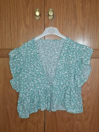 Blusa Manga Corta Verde Agua Talla M