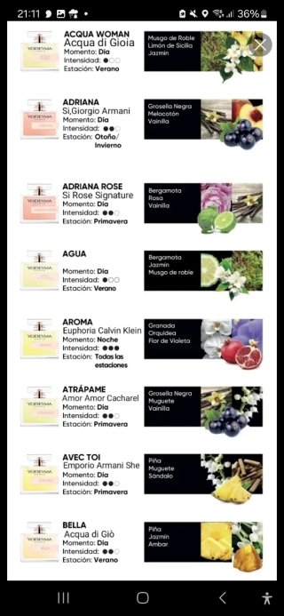 Perfumes Yodeyma Mujer. Todos los tamaños