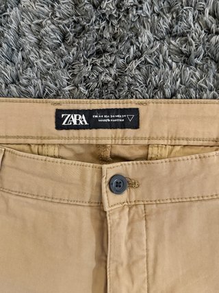 Pantalón Chino Zara Beige Skinny Fit Hombre Talla