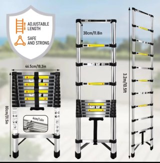 Escalera Telescópica de Acero inoxidable 3.2m