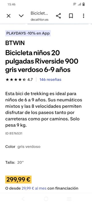 Bicicleta Infantil BTWIN 20''