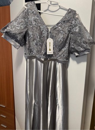 Vestido de Fiesta Plateado XUIBOL Talla XL