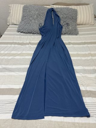 Vestido Largo Azul con Abertura