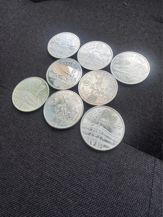 Lote de 8 monedas de 2000 pesetas