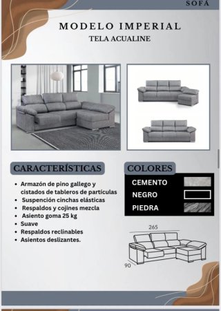 Sofá Chaiselongue Gris 450€