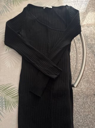 Vestido Negro Canalé Zara Talla S