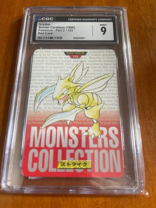 Carta Pokémon Scyther Bandai Carddass 1996 CGC 9