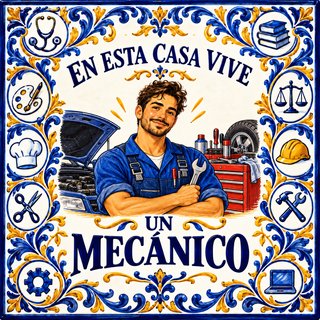 Azulejo En esta casa vive un mecánico