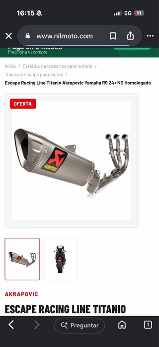 Escape Akrapovic Racing Line Titanio Yamaha R9