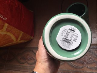 Set de 4 Portavelas de Cerámica Verde 12 cm