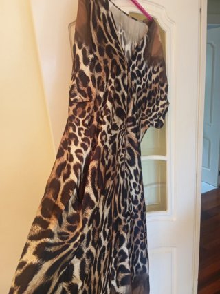 Ocasión Vestido Largo Animal Print Leopardo