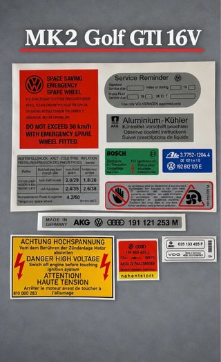 Set Pegatinas Vano Motor VW Golf MK2 16V