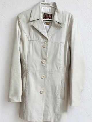 Abrigo de Piel Bershka Beige Talla M vintage Y2K