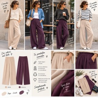 Pantalón fluido con cintura elástica