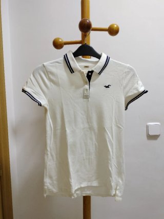Polo Hollister Blanco Manga Corta