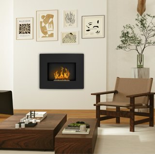Chimenea de Pared de Bioetanol Negra