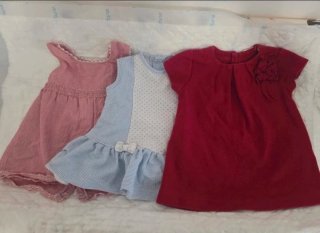 3 Vestidos Bebé 6-9 Meses