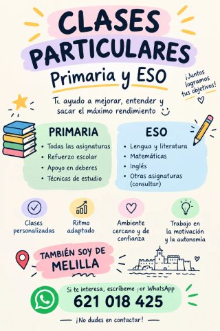 Clases particulares para Primaria y ESO en Melilla