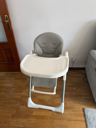 Trona de Bebé Plegable Gris y Blanca