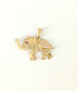 Colgante Elefante de oro 18k circonitas, 0.98 g.