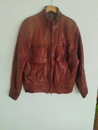 Cazadora Bomber de Piel Marrón