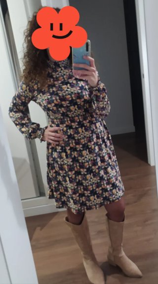 Vestido de punto fino estampado