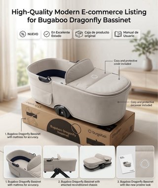 Capazo Bugaboo Dragonfly + vestiduras Minicoton