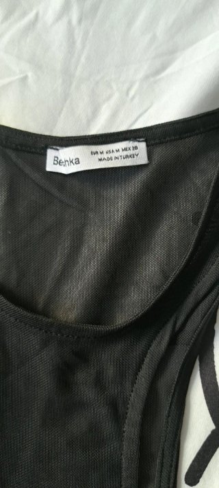 Body Negro con Transparencias Bershka Talla M