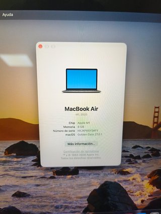 MacBook Air 8 GB RAM 13.3" 2020 M1 SSD 251 GB