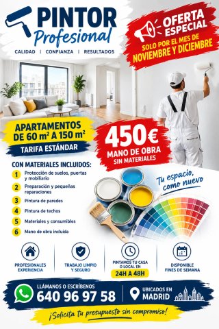 Pintor Profesional Madrid desde 450€