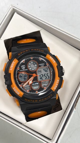 RELOJ NIÑO NARANJA NEGRO