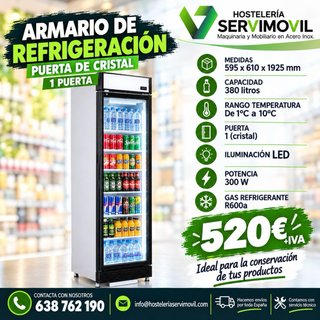 Armario Refrigeración Cristal 380L